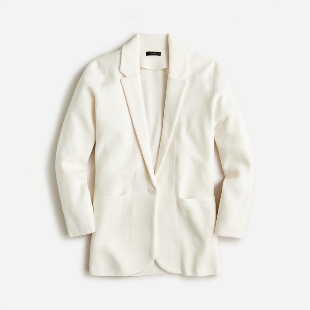 J Crew Cecile Sweater Blazer Wool Blend White XXS